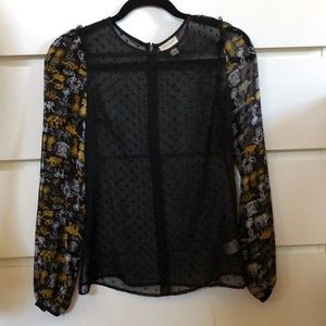 Sheer long sleeve blouse
